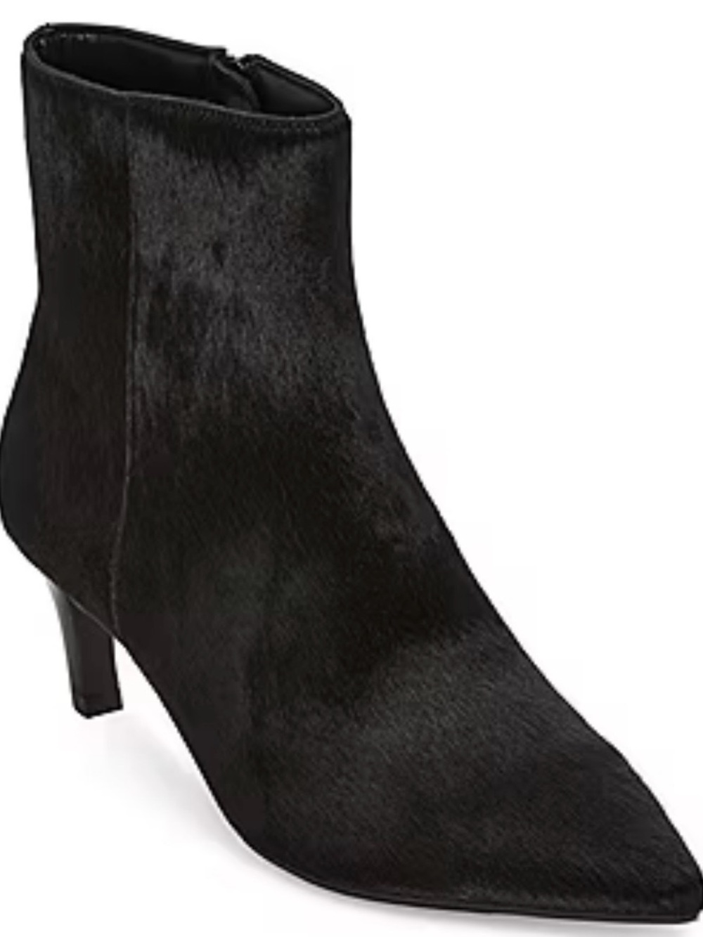 Worthington Black Pointed-Toe Ankle Boot with Low Kitten Heel